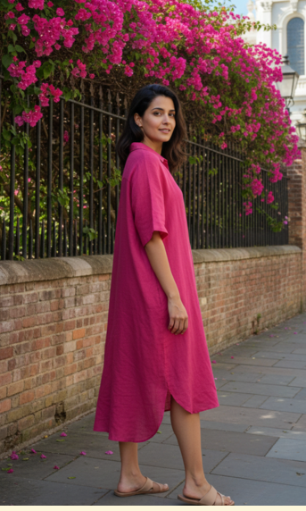 Rosewood Linen Dress