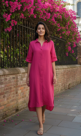 Rosewood Linen Dress